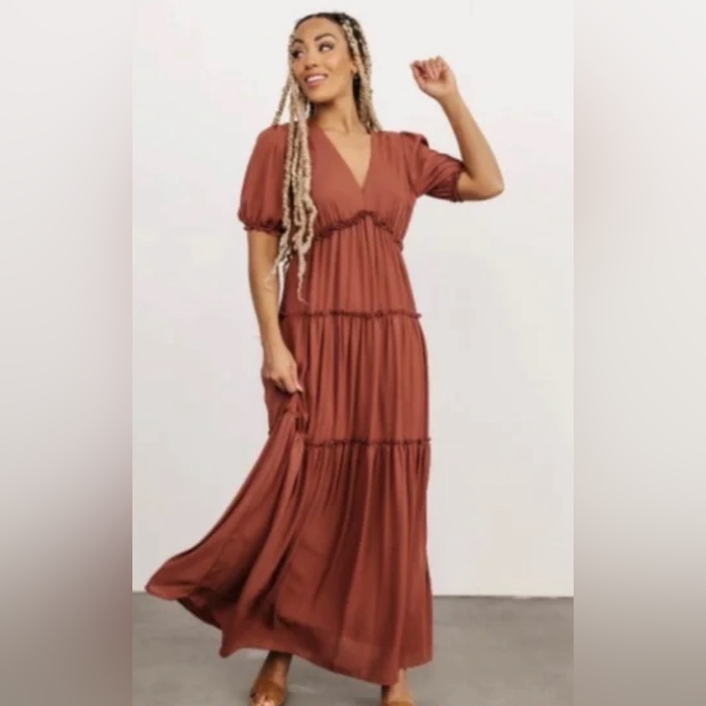 NWOT. BALTIC BORN Santorini Maxi Dress. Rosy Brown. Size Large